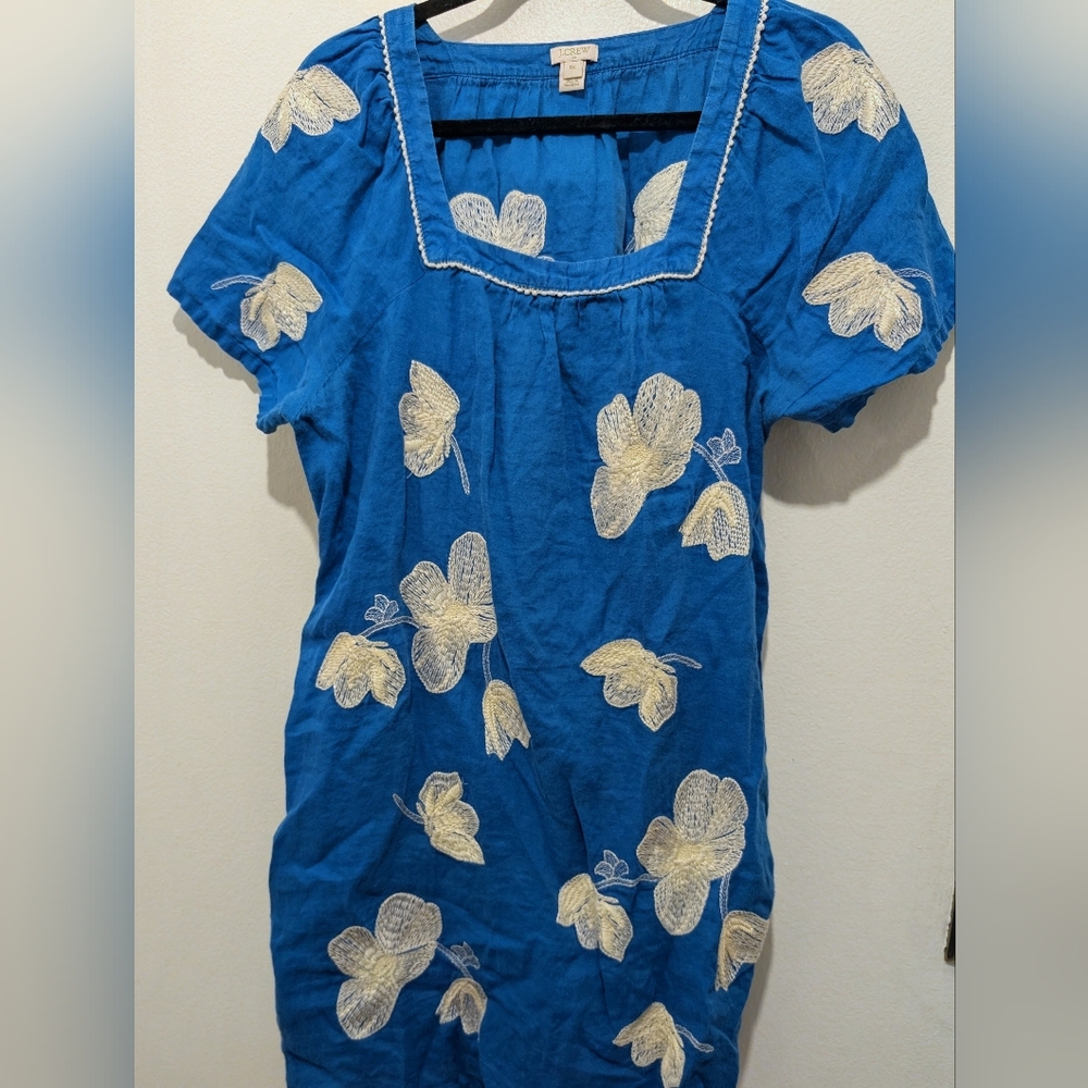 J. Crew Light Blue Dress With White Flowers